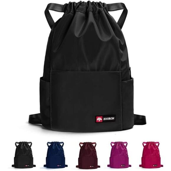 Waterproof Drawstring Gym Backpack Bag for Men & Women, Sport Gym Sack Mini